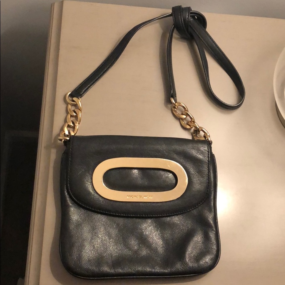 Michael Kors small crossbody black leather bag